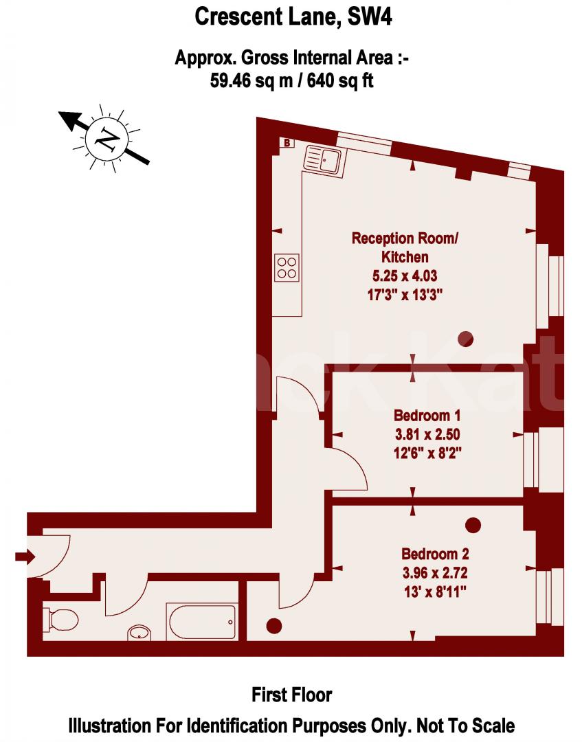 			NEW INSTRUCTION, 2 Bedroom, 1 bath, 1 reception Apartment			 Crescent Lane, Clapham